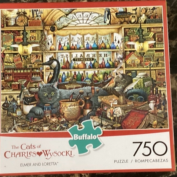 2 FOR 1!  BUFFALO CAT PUZZLES.  PLEASE LEAVE THE LID OFF & ELMER & LORETTA USED - Picture 3 of 5